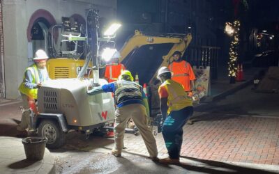 Night Work Safety: Light Tree Setup in Olde Towne Conyers